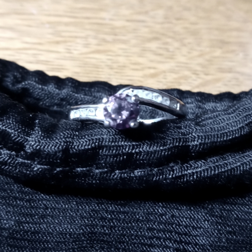 Silver Ring Amethyst Stone Sz9